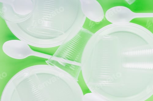 Preview: White plastic disposable tableware