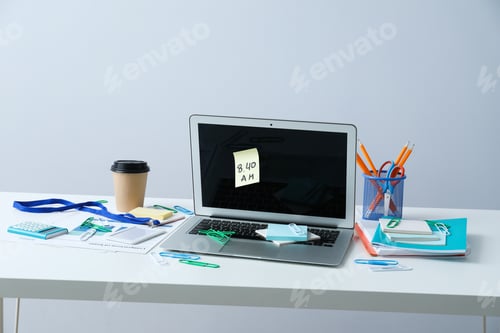Preview: Messy office workplace, workplace and workspace concept