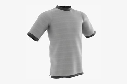Preview: T-Shirt, Light Gray Short-Sleeved Shirt with Black Trim