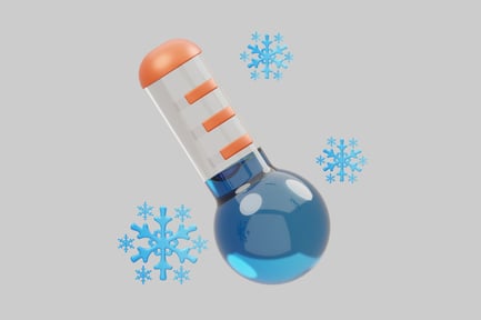 Preview: Winter thermometer with snowflakes scene