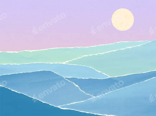 Preview: Beautiful sunset over the hills creative collage
