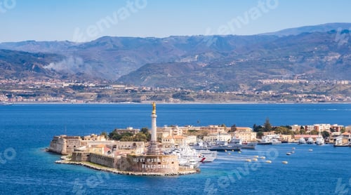 Preview: The Strait of Messina between Sicily and Italy. View from Messina town