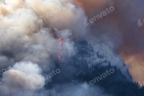 Preview: BC Forest Fire and Smoke over the mountain near Hope