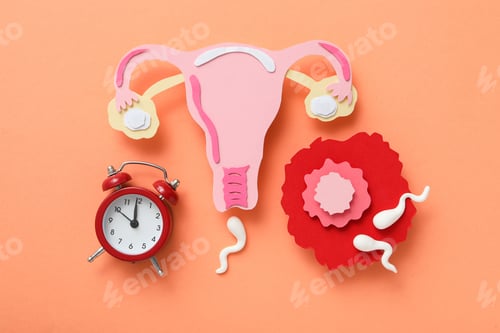 Preview: Reproductive System Health Conceptual Diagram on Peach Background