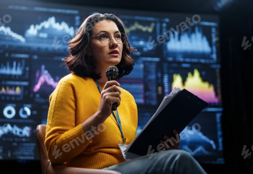 Preview: woman is giving a presentation at conference