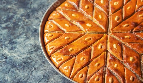Preview: Oriental sweet baklava with nuts. Selective focus.