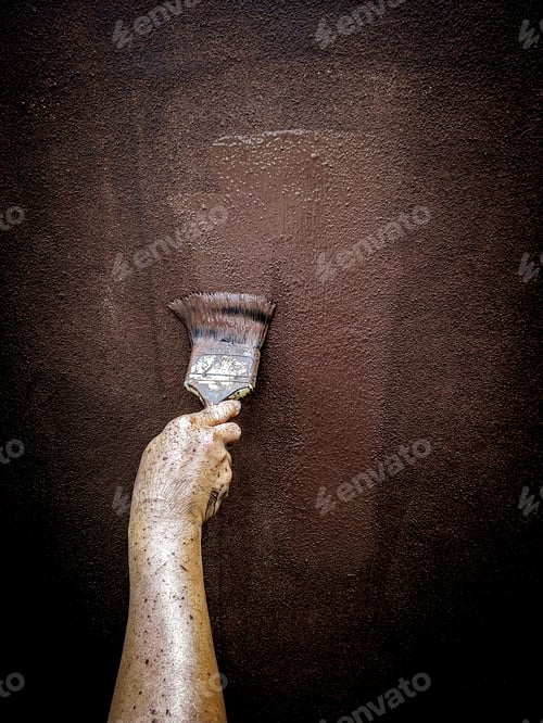 Preview: Artistic Paint Brush Applying Dark Brown Paint