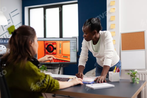 Preview: Diverse women game sofware developers testing new game