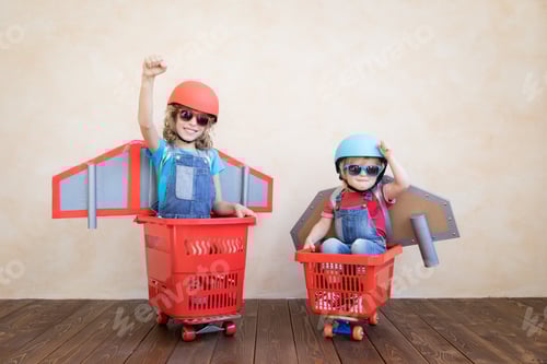 Preview: Kids playing with jet pack at home