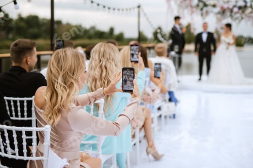 Preview: wedding ceremony of the newlyweds on the pier