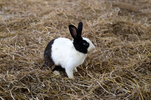 Preview: Cute black and white rabbit, Rabbit farm