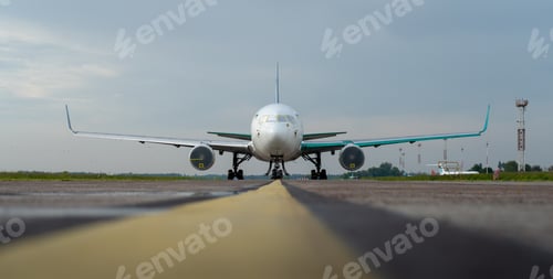 Preview: Canned aircraft in storage. Storage of an aircraft for repairs. Parking on the airport runway