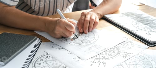 Preview: Astrology. Astrologer calculates a natal chart and makes a forecast of fate