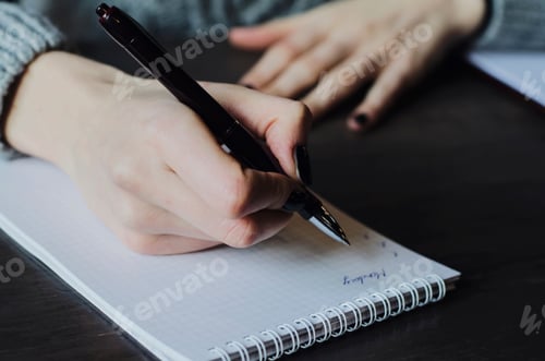 Preview: Notebook and pen. Business woman. Real woman