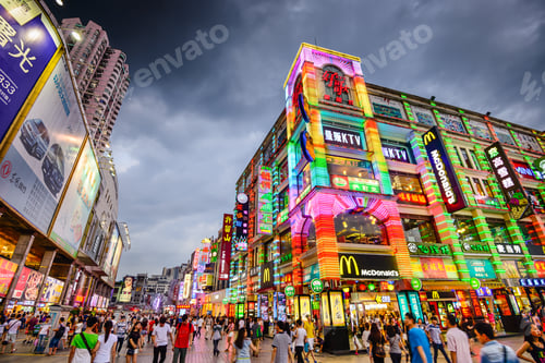 Preview: Guangzhou, China - May 25, 2014: Pedestrians Pass Through Shangxiajiu Pedestrian Street. The Street