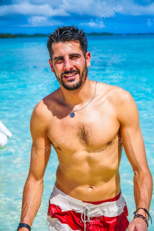 Preview: Tourist enjoying crystal clear water in naked island, siargao, philippines