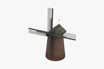 Preview: Tall cylindrical windmill with american flag