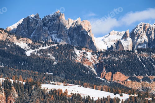 Preview: Dolomites mountains covered in snow in winter season