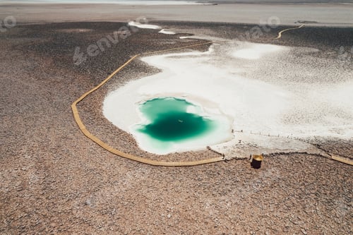 Preview: Aerial View of Salt Lagoon Baltinache San Pedro de Atacama Desert Chile