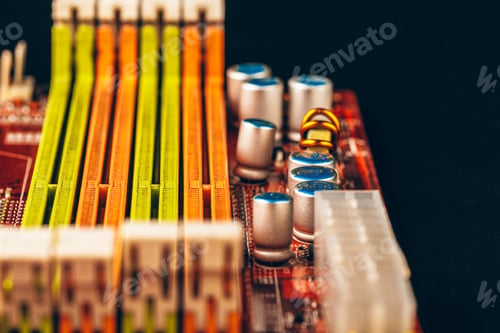 Preview: Close up of a electronic circuit board with processor