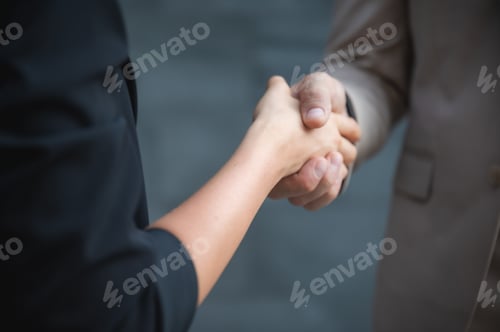 Preview: Business partnership meeting concept. Business people shaking hands after good deal and Successful