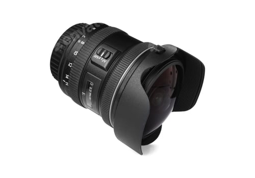 Preview: Camera's lens isolated on white. Photography equipment