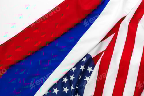 Preview: Usa american flag and Russian flag together background