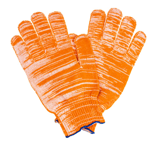 Preview: pair of new orange cotton work gloves isolated