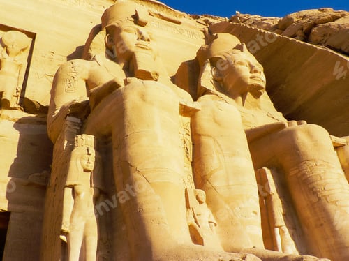 Preview: Sculptures of Abu Simbel Temples Abu in Egypt under the clear sky