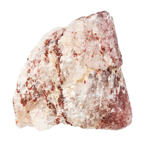 Preview: raw strawberry quartz mineral isolated on white