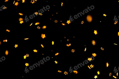 Preview: Glittering gold stars of bokeh use for celebrate background