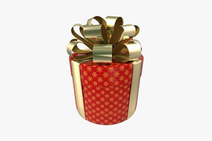 Preview: Rectangular gift box with gold ribbon and star pattern