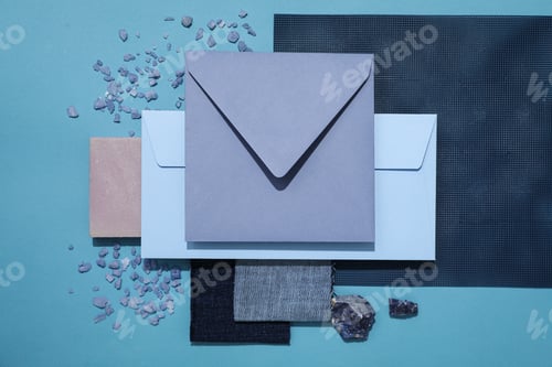 Preview: Flat lay of creative moodboard composition, top view