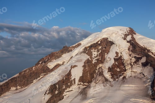 Preview: Aerial landscape view of the Mount Baker during a vibrant summer sunset