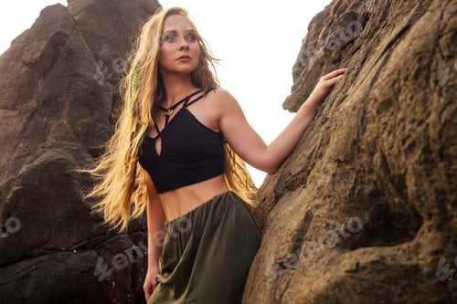 Preview: portrait of stylish elegant redheaded chestnut blonde young girl in indie bohemian bo-ho