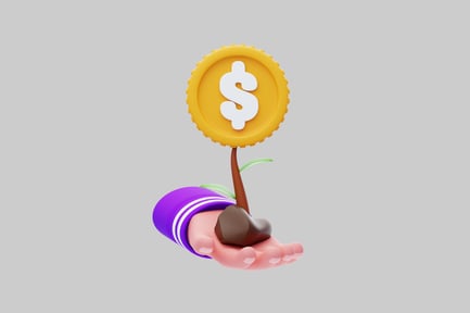Preview: Hand holding a rock with a dollar sign.