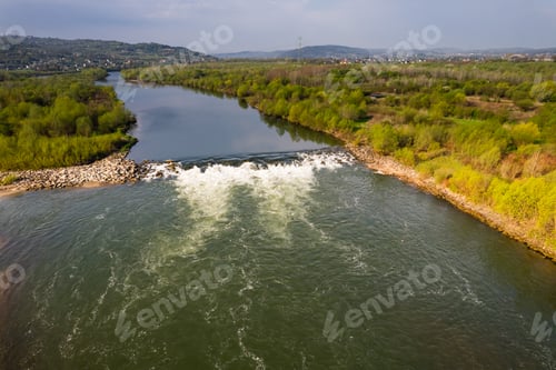 Preview: Dunajec River in Lesser Poland at Spring Morning. Aerial Drone View