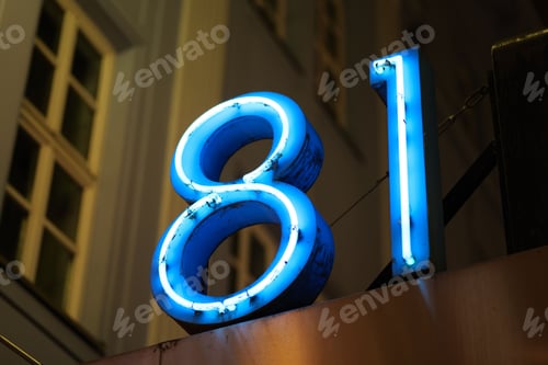 Preview: Close-up shot of a led light banner in a shape of 81 number