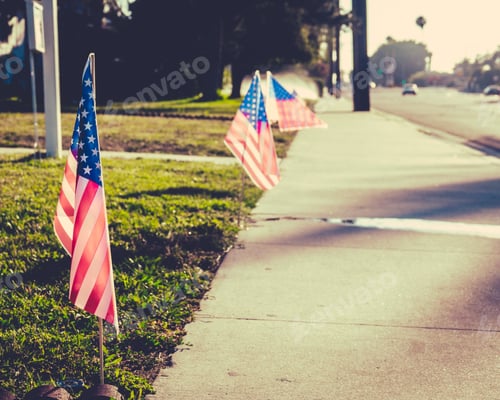 Preview: USA Flag On Lawn
