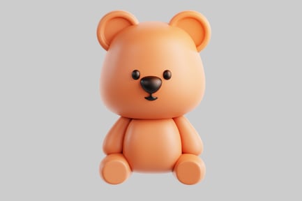 Preview: Cartoonish teddy bear sitting in a squatting position