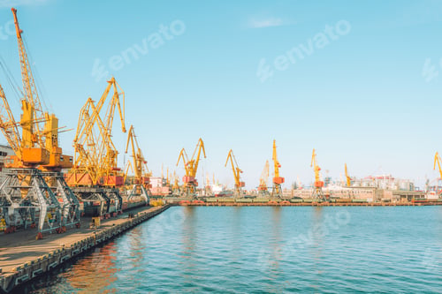 Preview: Container cargo ship at industial port in import export logistic