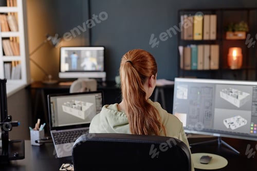 Preview: Working on Design Project in Modern Office Workspace