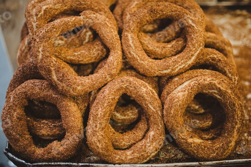 Preview: tasty baked gingerbreads on tray in Istanbul, Turkey