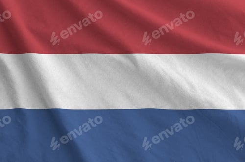 Preview: Netherlands flag depicted on folded wavy fabric of old cloth