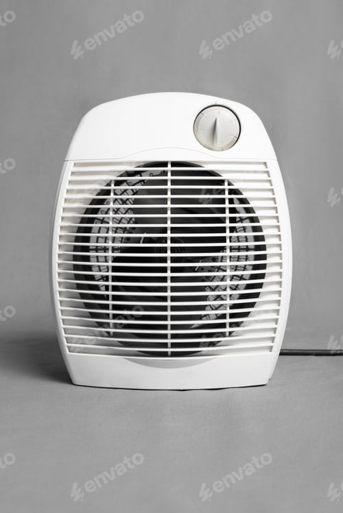 Preview: Electric space fan heater on grey background