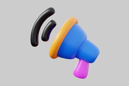 Preview: Colorful cartoon megaphone with sound waves
