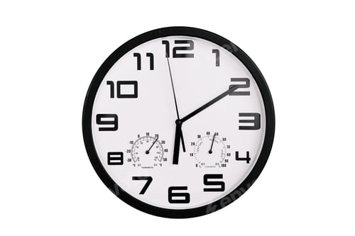 Preview: Clock with arabic numerals on wall shows 18:00 , 6:10