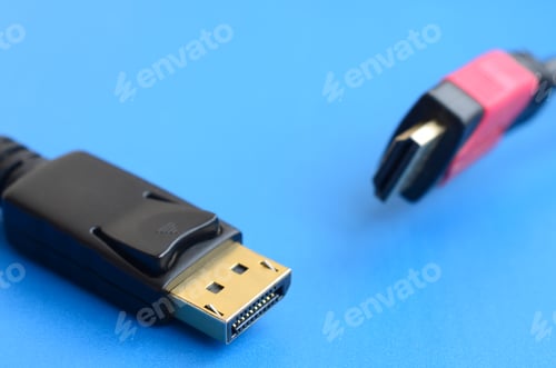 Preview: Audio video HDMI computer cable plug and 20-pin male DisplayPort gold plated connector