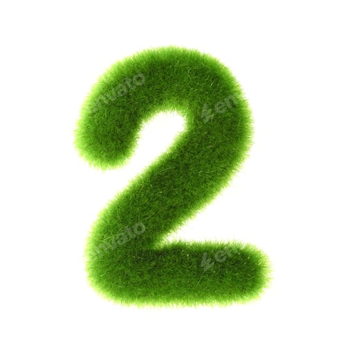 Preview: Grass "2" Number, Isolated On White Background.