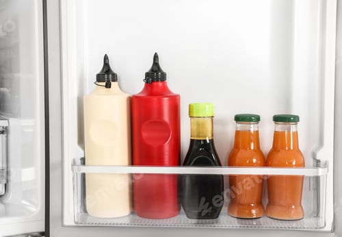 Preview: Basket with different fresh products in refrigerator